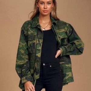 Free People NWT Oversized Military Camo Jacket
